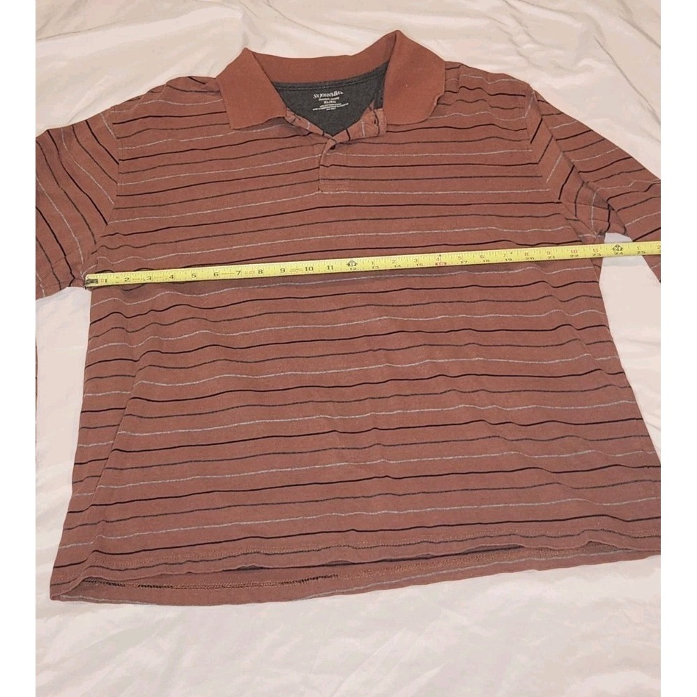 St. John's Bay Sueded Jersey Polo Shirt Men's XL Long Sleeve Striped Cotton - Picture 2 of 8
